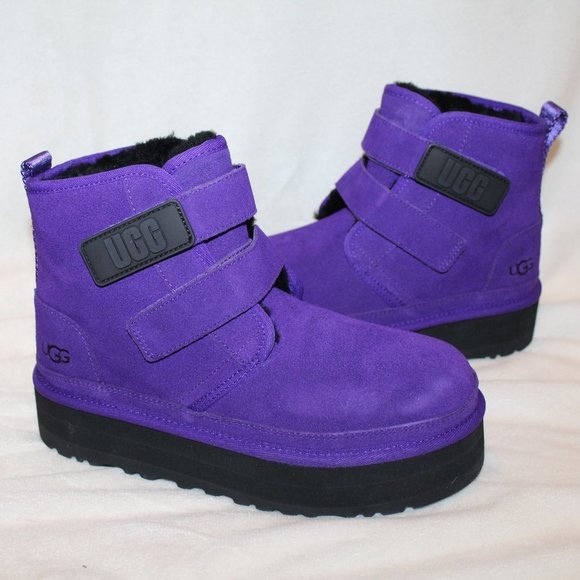NIB YOUTH 4 5 WOMEN'S 6 7 SUEDE PLATFORM ANKLE WINTER BOOTS PURPLE - Picture 1 of 10